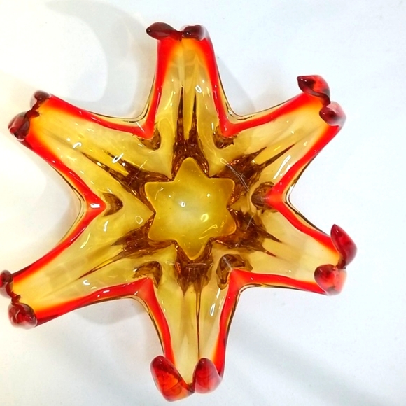 MCM Red Gold Art Glass Piece - Picture 4 of 10